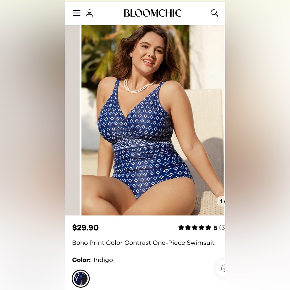Nwt BloomChic  Geometric One-Piece Swimsuit